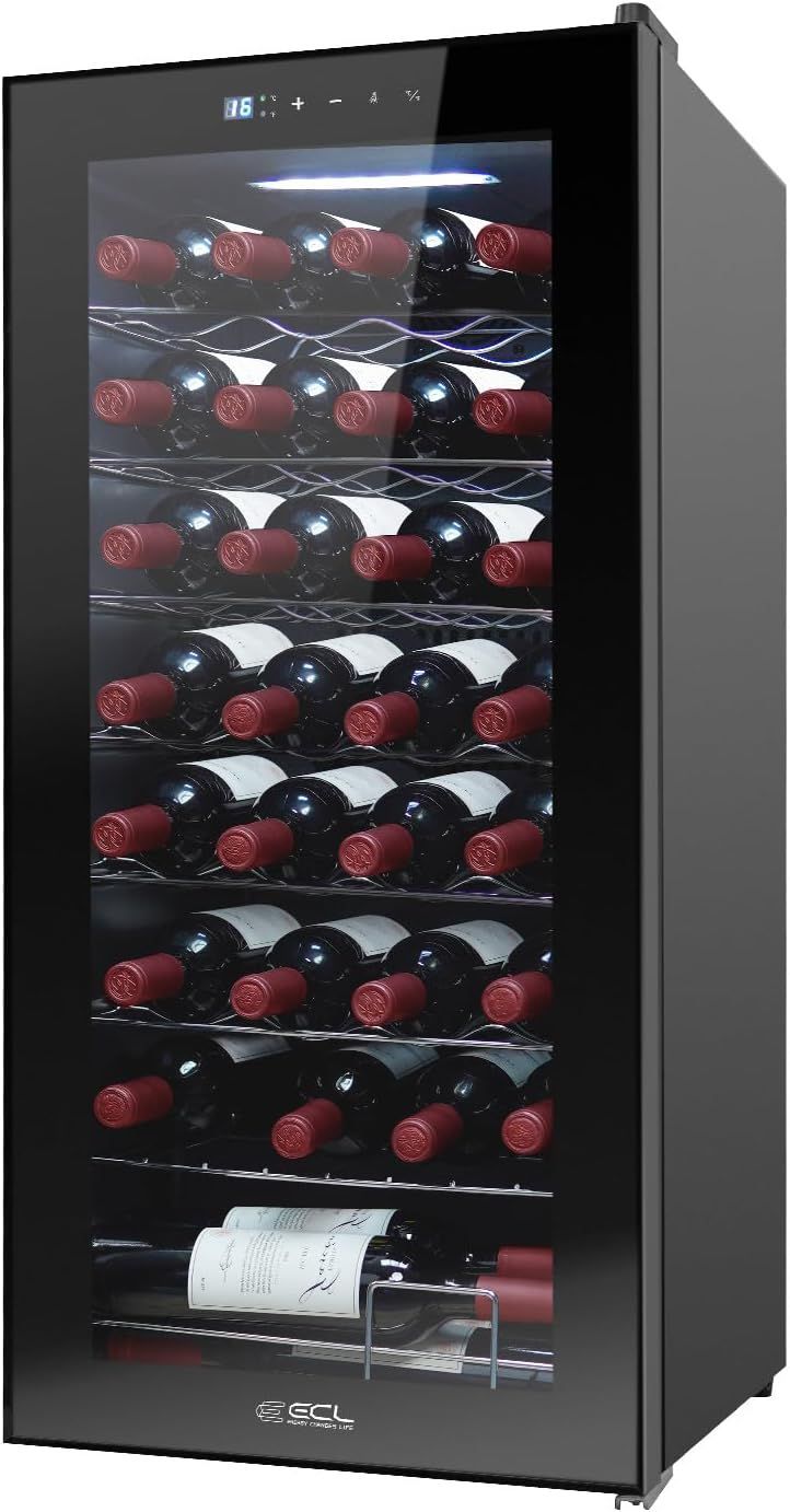 ワインセラー コンプレッサー式 大容量 大型 32本収納 80L ワインクーラー 5℃-18℃温度設定 日本酒セラー シャンパン冷蔵庫 ワイン保存 静音 振動抑制 省エネ 三層ガラス LEDライト メモリ機能搭載 タッチパネル 家庭用 業務用 缶ビール冷蔵