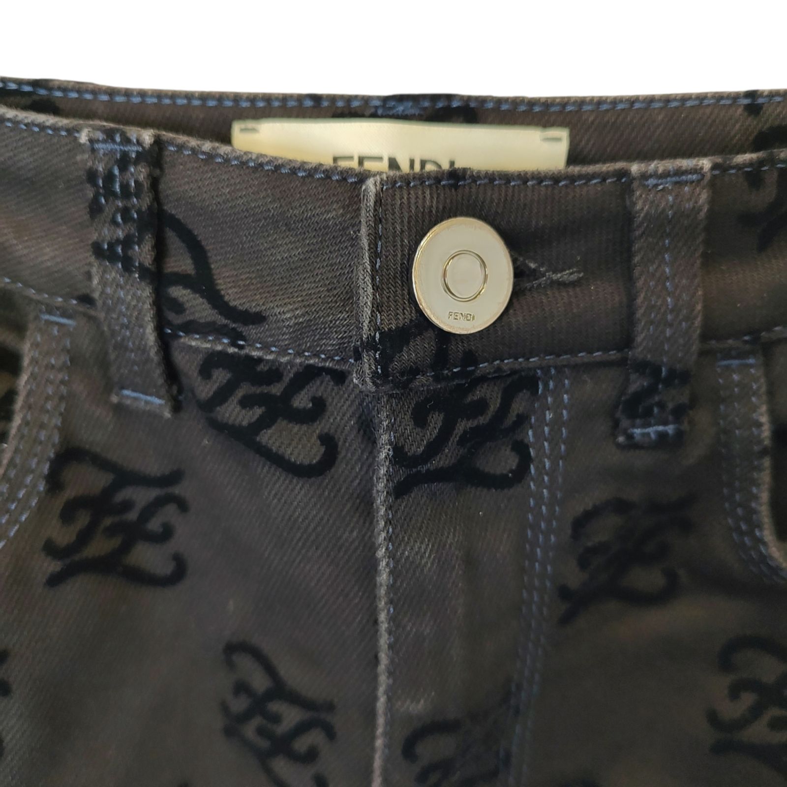 FENDI フェンディ カリグラフィ 総柄 デニム パンツ FLP585 A5XB 36