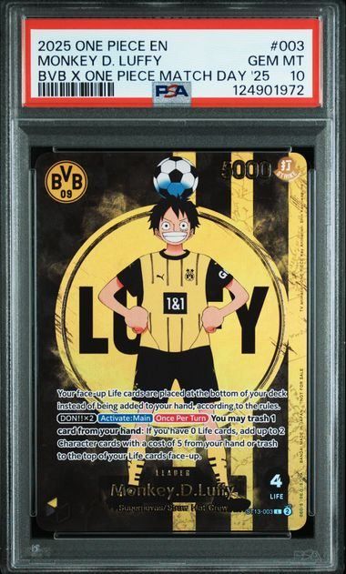 【PSA10】ワンピースカード ドルトムント ルフィ プロモ BVB ② PSA10】モンキー・D・ルフィ(英語版/BVBドルトムント) ST13-003