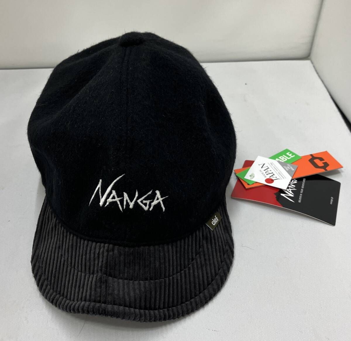 最終お値下げ。美品。NANGA×Clef キャップ　ブラック NANGA キャップ NANGA × CLEF CORAL FLEECE WIRED B.CAP