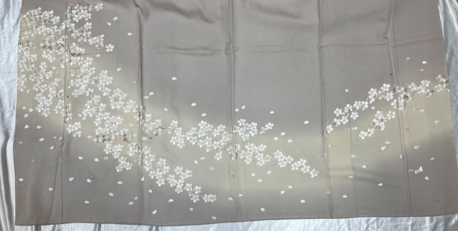 豪華絢爛綺麗美品身丈160cm裄丈67cm Gベージュ桜刺繍正絹訪問着袷広衿 