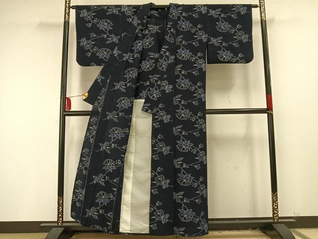 平和屋着物▽上質な紬 単衣 枝花文 正絹 逸品 CAAS2439xi