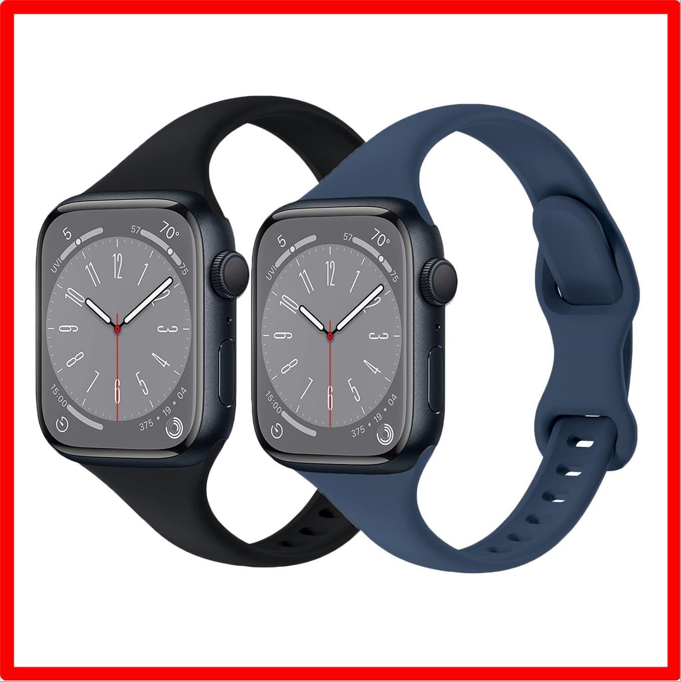 送料無料 】 42/44/45/49mm_ブラック/ダークブルー コンパチブル Apple Watch バンド レディース スリム シリコン製  スポーツバンド - メルカリ