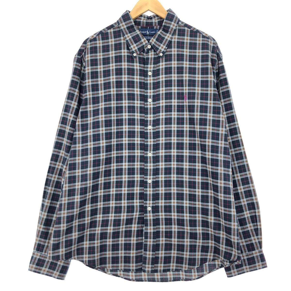 古着 ラルフローレン Ralph Lauren CUSTOM FIT 長袖 ボタンダウンチェックシャツ メンズXXL/eaa451280