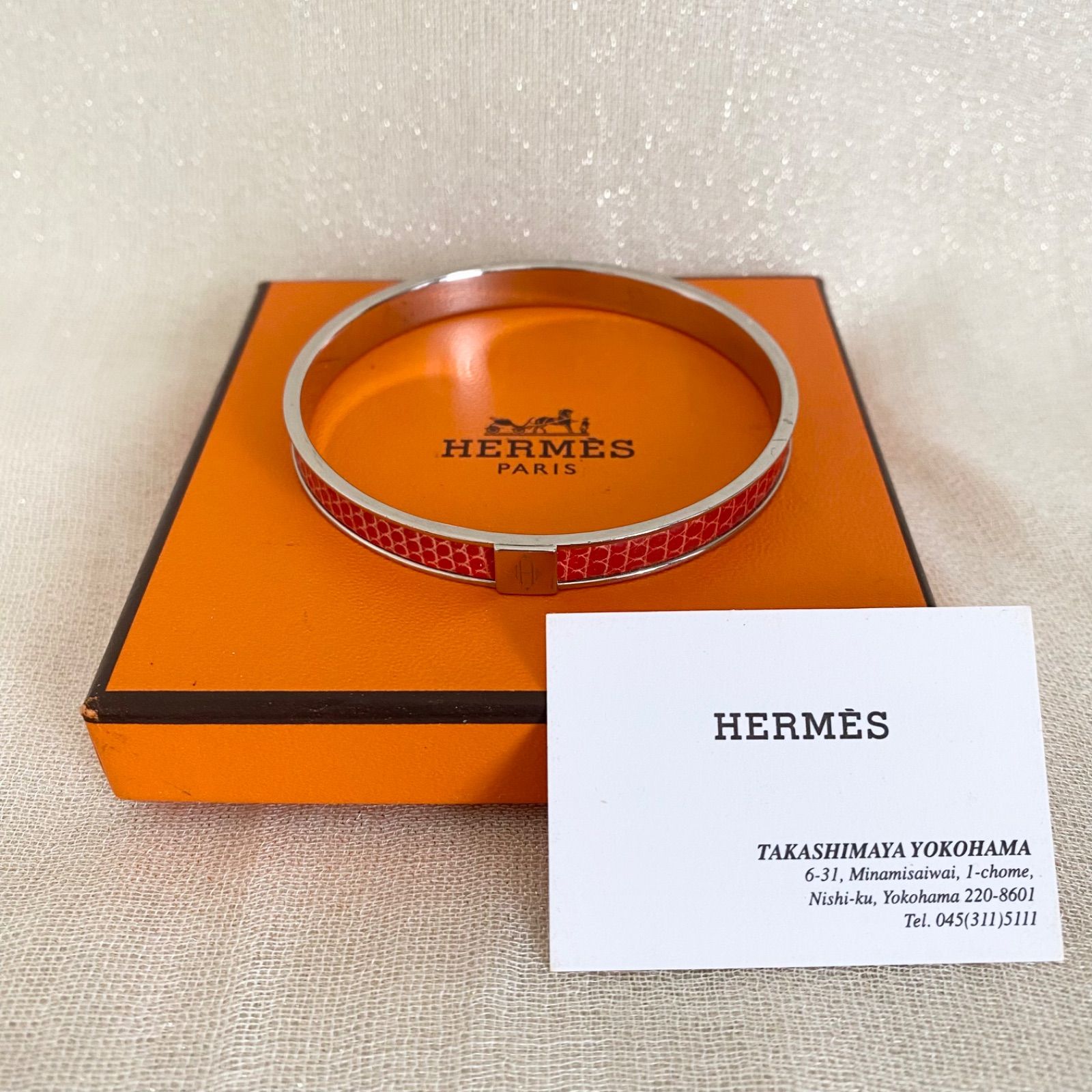 HERMES エルメス kawaii バングル リザードレッド 希少品 エルメス