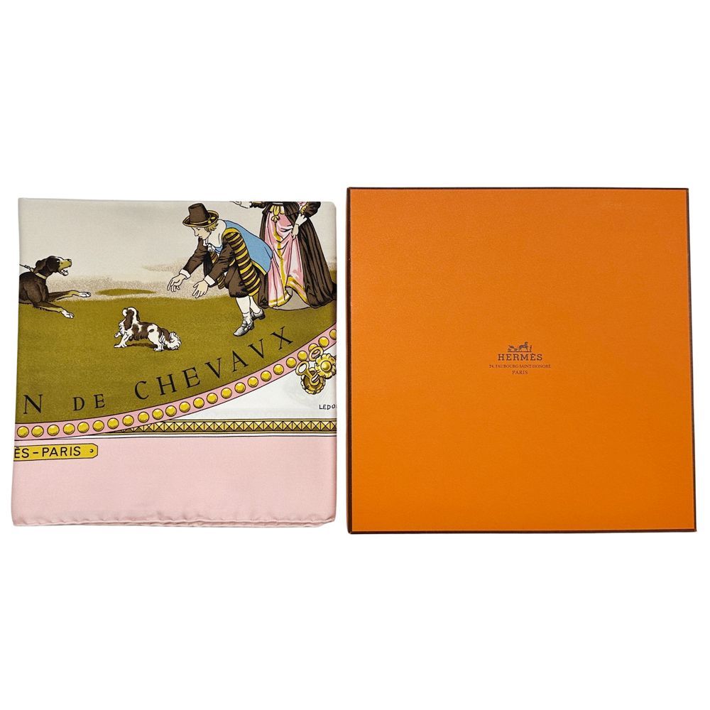 美品 HERMES エルメス スカーフ カレ90 COACH&SADDLE 馬 エルメス HERMES スカーフ カレ90 PRESENTATIONAL DE CHEVAUX 馬