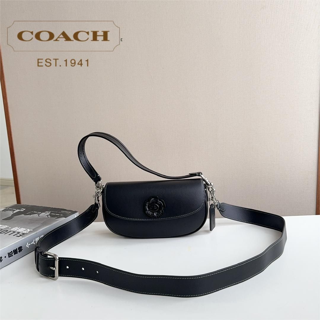 COACH コーチ エミーサドルバッグ ティーローズ 椿 2WAY ショルダーバッグ アウトレット品 ブラック 黒 CU536 - メルカリ