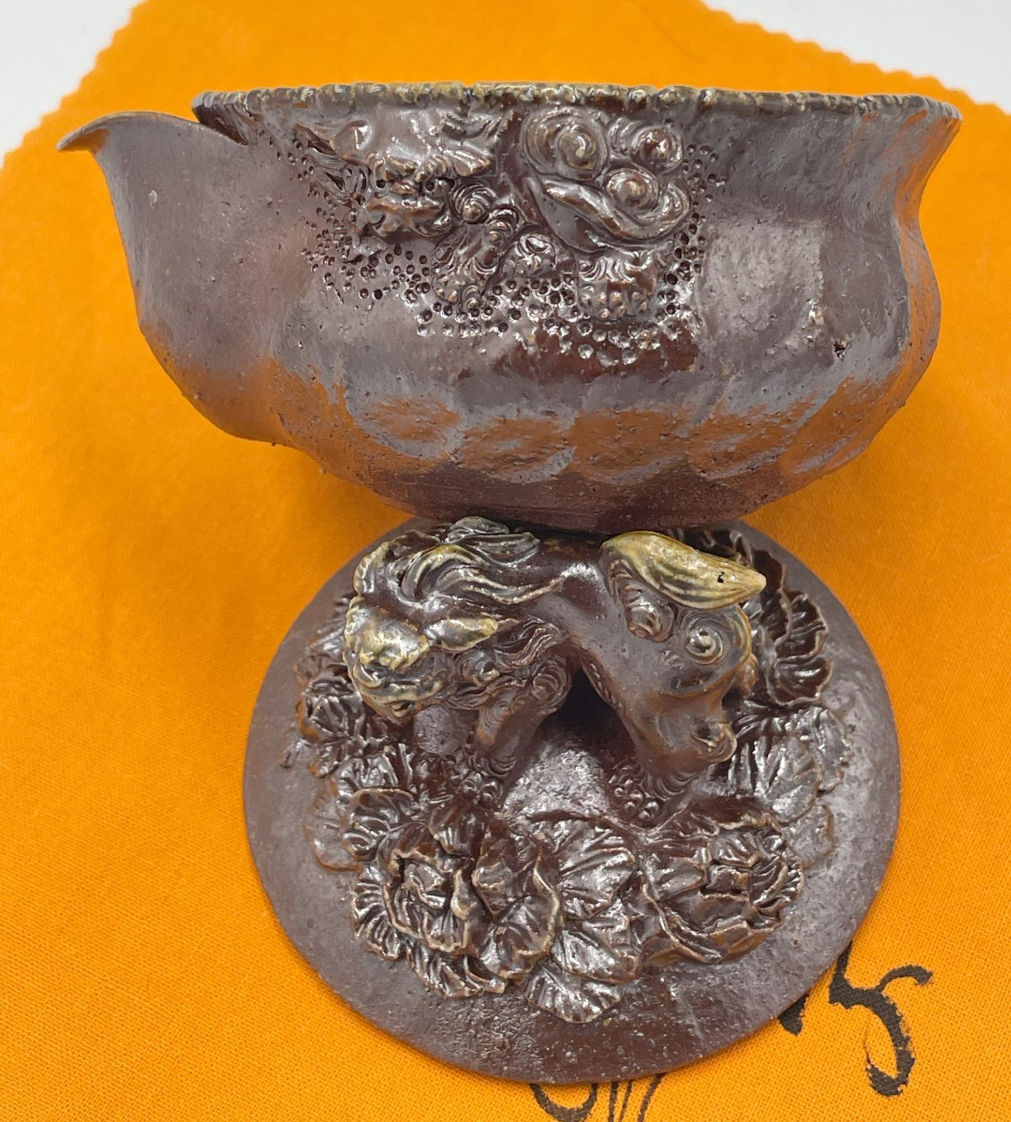 備前焼難波誠治作獅子宝瓶NS6