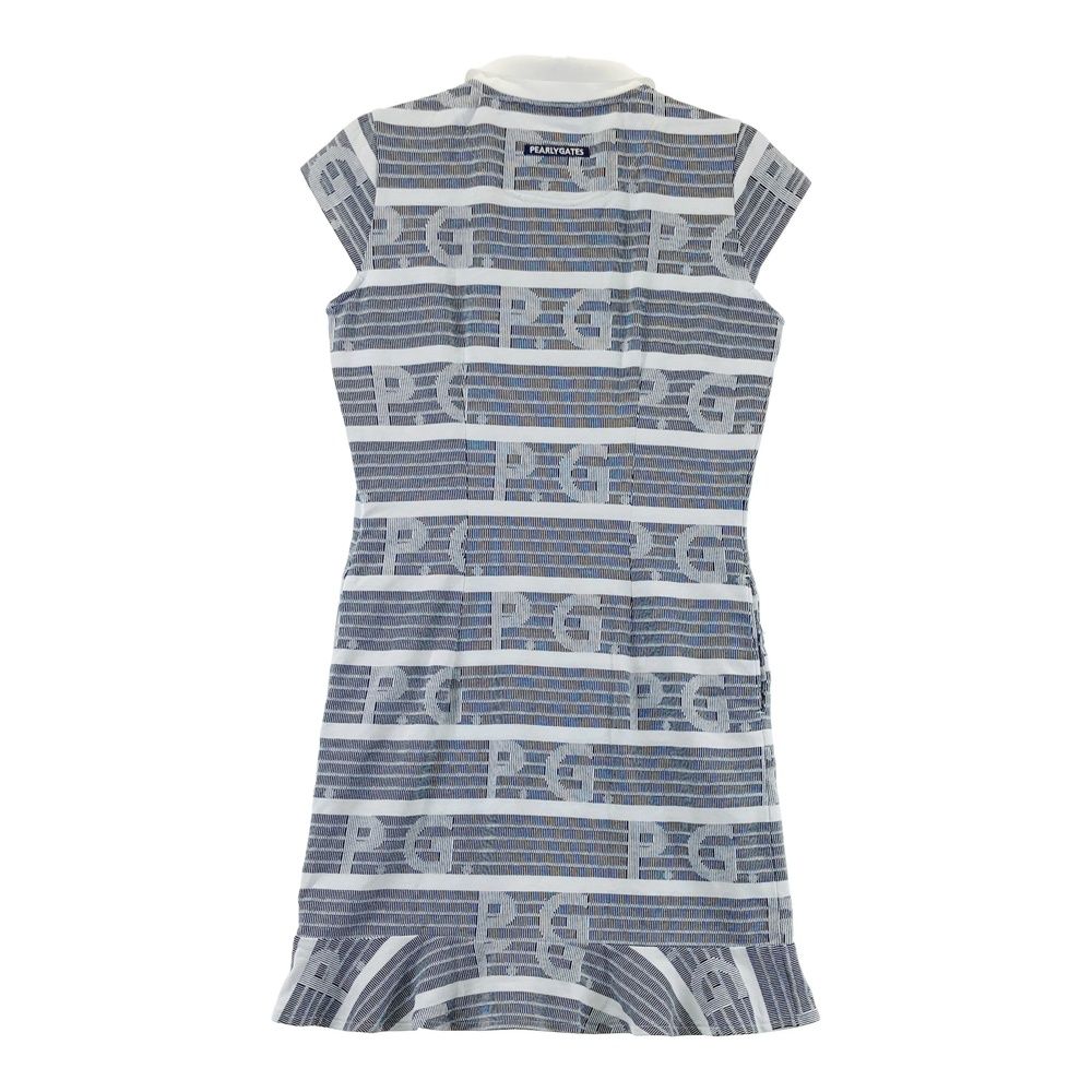 サイズ 0 PEARLY GATES パーリーゲイツ 半袖ワンピース ロゴ ボーダー総柄 ネイビー系 240101542004 ゴルフウェア レディース ストスト