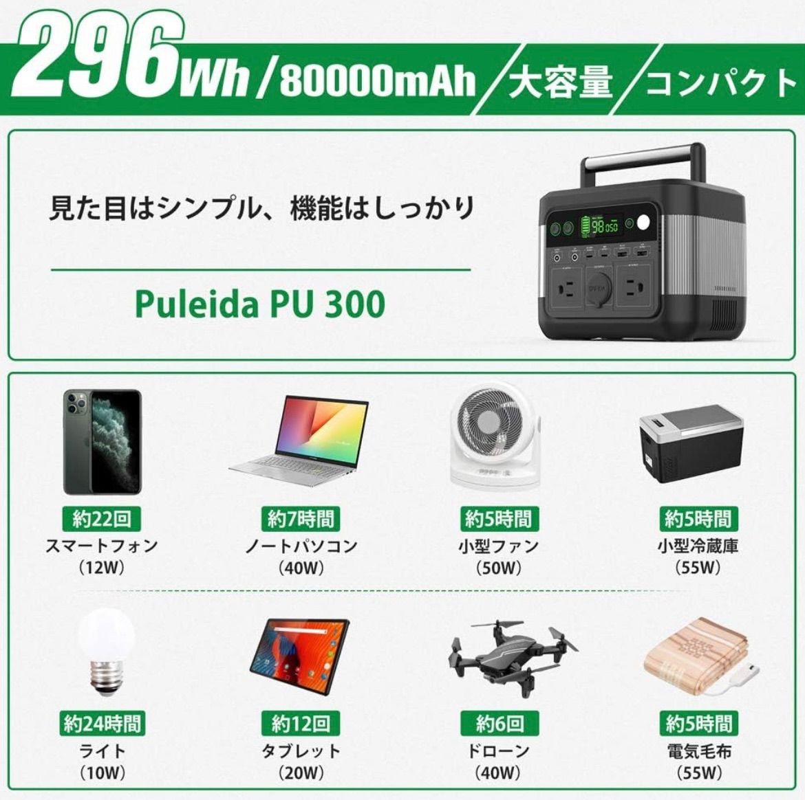 300W