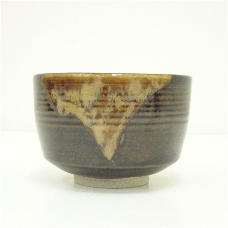 膳所焼 小売業者 岩崎新定造 面取茶碗（共箱） 茶道 抹茶 おしゃれ
