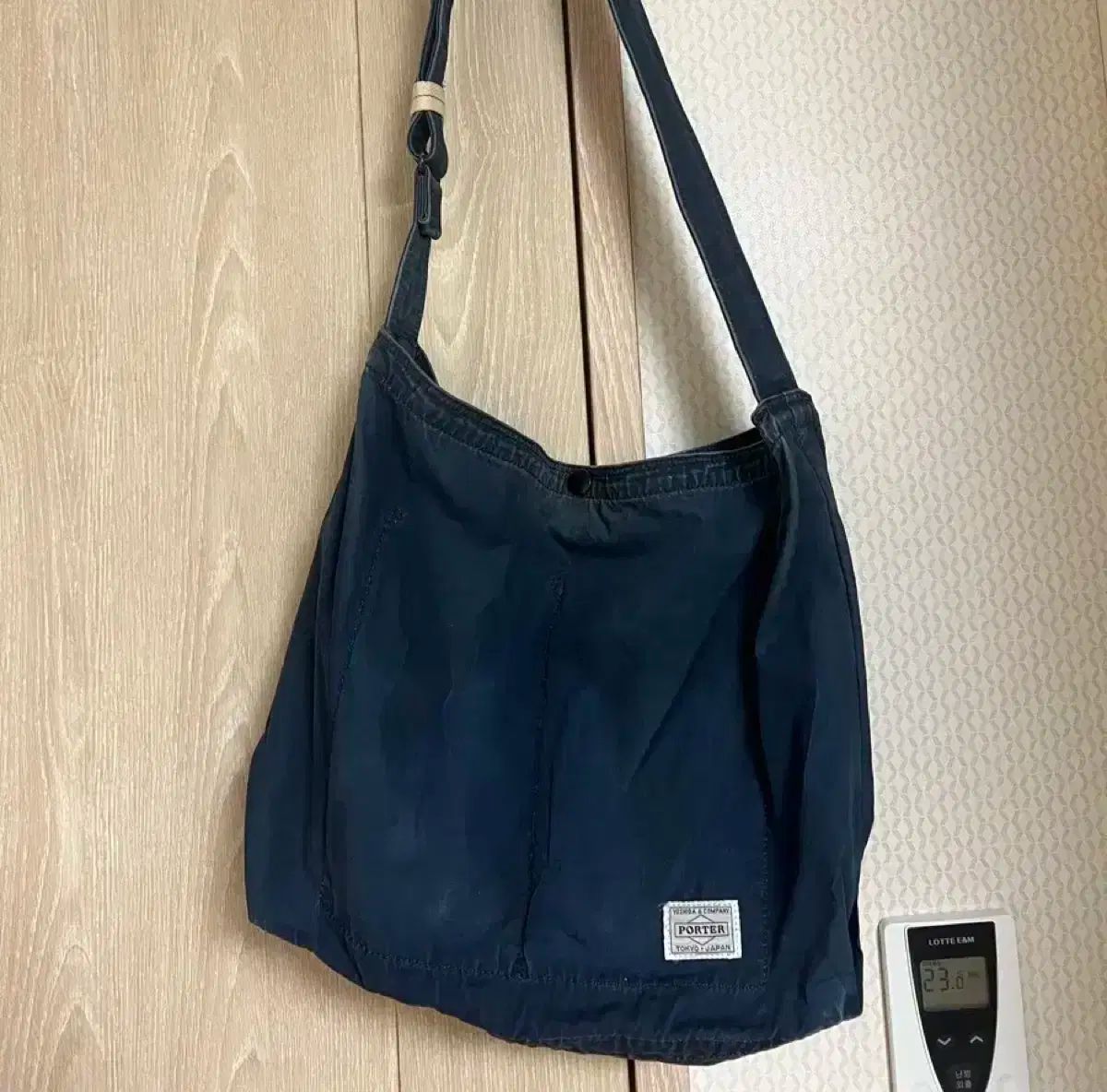 ポーター 白ラベル ウォッシュ ネイビー クロスバッグ