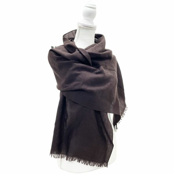 グッチ ストール GG柄 マフラー ウール シルク ダークブラウン 濃茶  