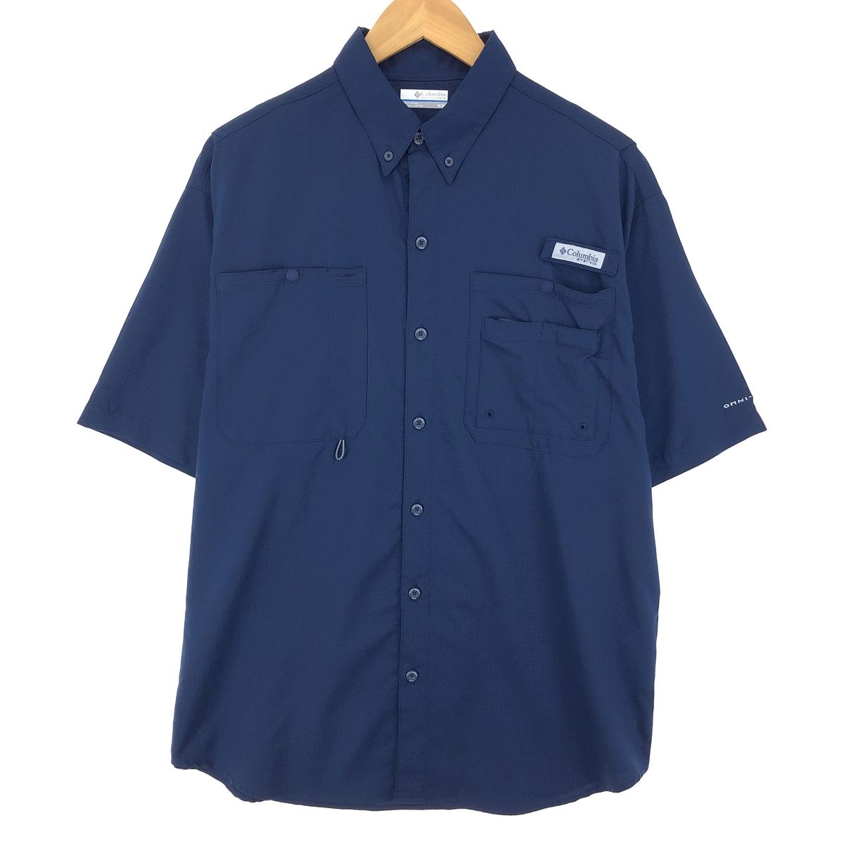 古着 コロンビア Columbia PFG OMNI-SHADE チェック柄 ボタンダウン 半袖 フィッシングシャツ メンズM /eaa448838 【中古】/eaa448838