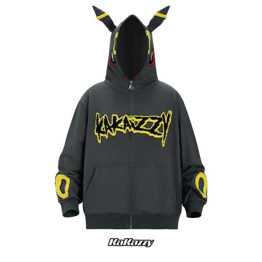 KaKazzy】ブラッキー フルジップ パーカー 男女着用可 ユニセックス