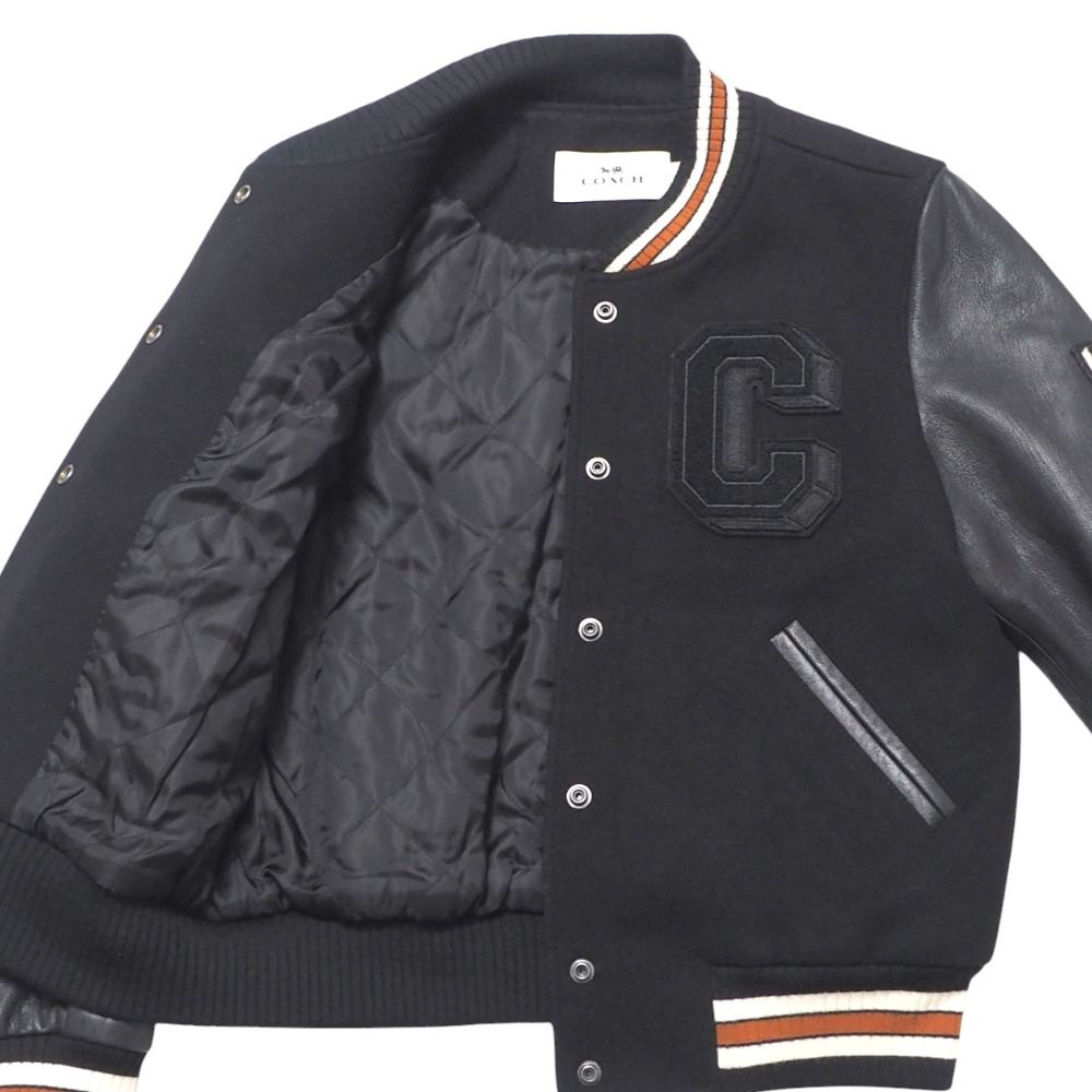 美品 COACH コーチ ロゴ ワッペン レザージャケット スタジャン