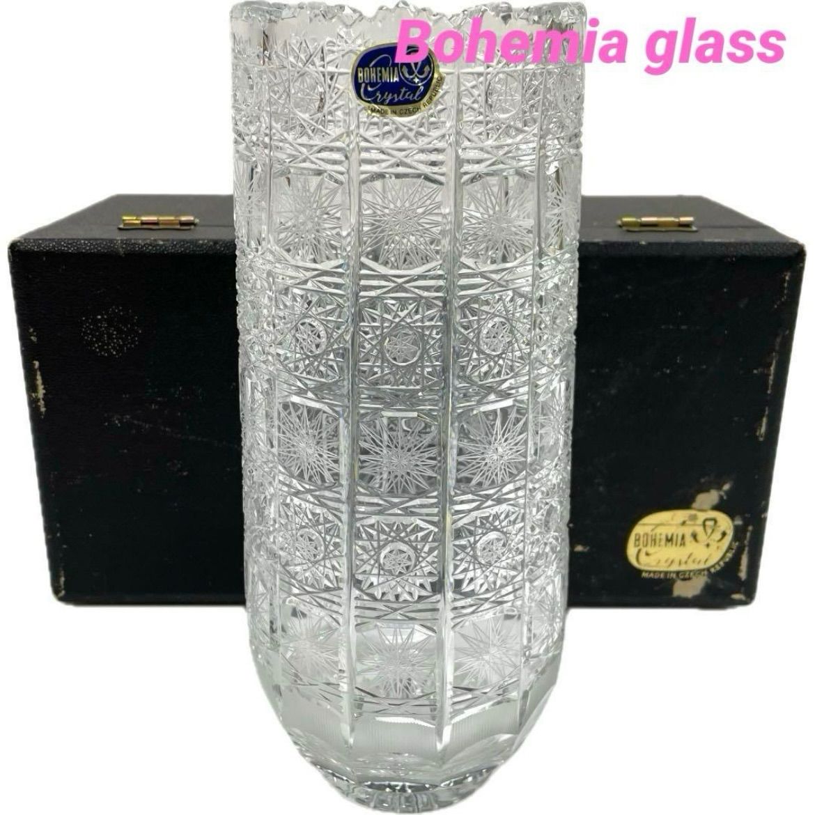 Bohemia glass ボヘミアグラス 箱付 クリスタル 花瓶 花器 フラワー
