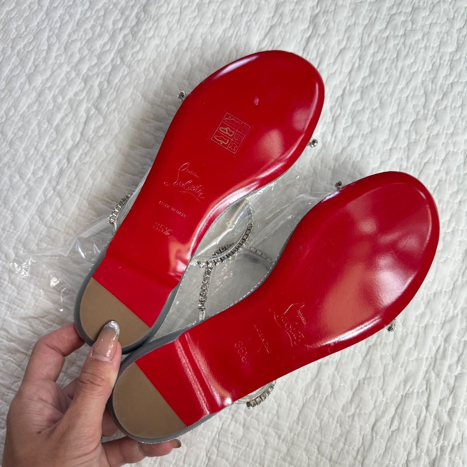 ルブタン　スワロフスキーサンダル　サイズ35.5 Christian Louboutin - 極美品 ルブタン スワロフスキーサンダル