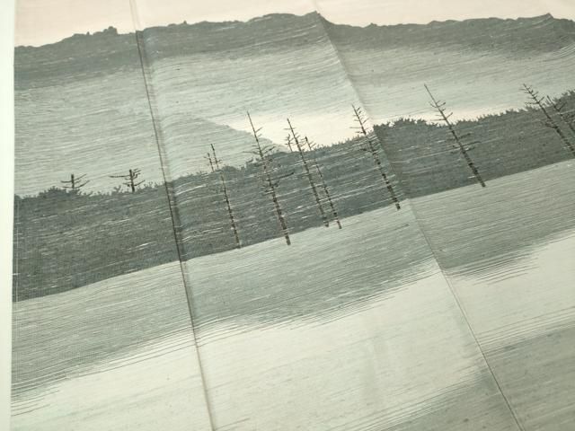 平和屋本店□極上 真綿手引紬 よねざわ新田 訪問着 手織 大正池 証紙  