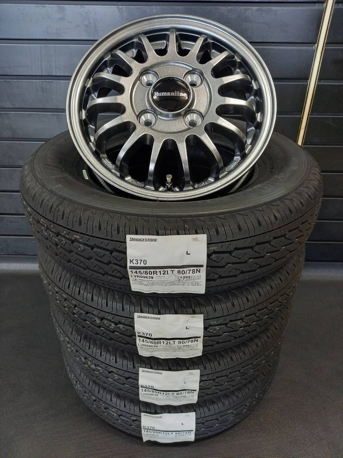 製 ブリヂストン K370 145 80R12 80 78 HF-15 4本 45000円● ハイゼット●アトレー●ピクシス●キャリー●エブリイ バン ラジアルタイヤ アルミホイール 4本SET 軽トラック 軽バン 145R12 6PR相当