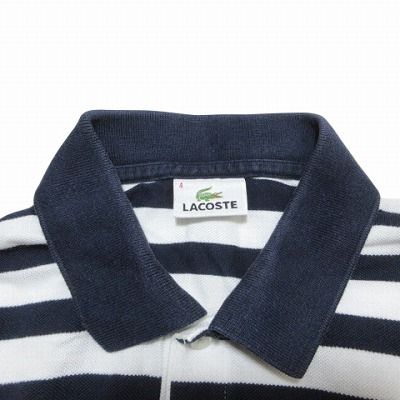 ラコステ LACOSTE 半袖 鹿の子 ワッペンロゴ ポロシャツ 3 茶 ♪ LACOSTE】ラコステ 刺繍 ワニロゴ 鹿の子 半袖 ポロシャツ L相当