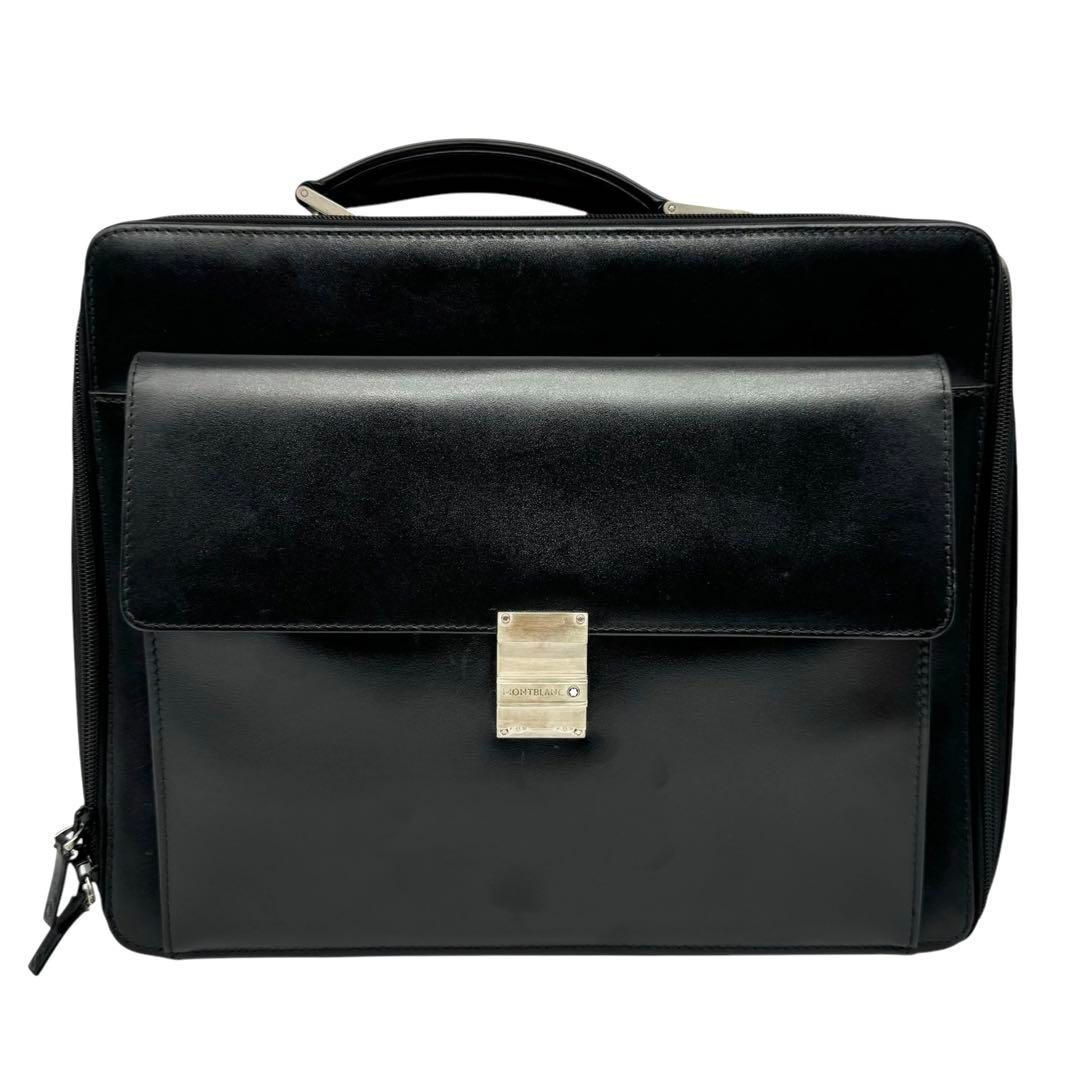 MONTBLANC ブラックビジネスバッグ2WAY レザーA4収納可能