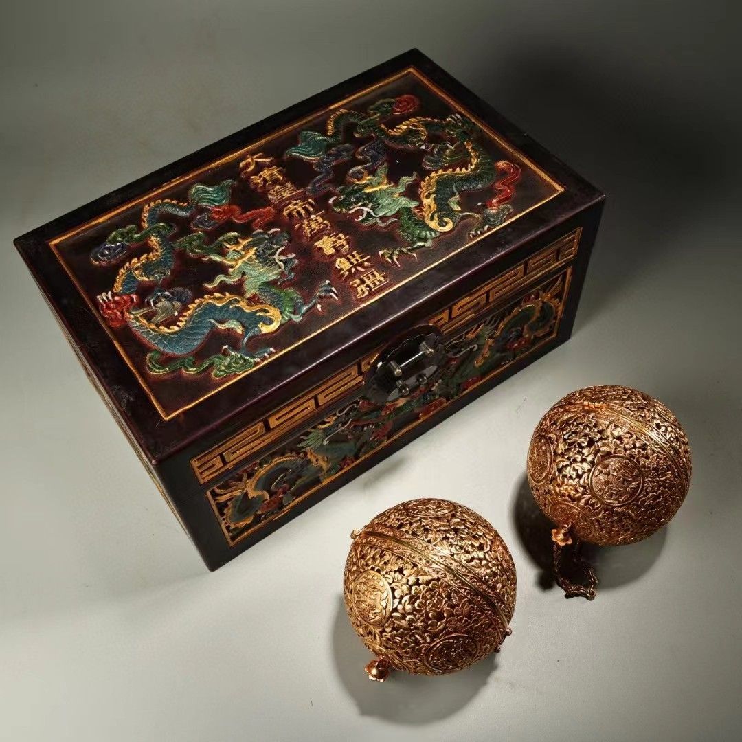 中国古玩·珍品旧蔵·銅製·鏨刻·鎏金·透かし彫り·熏香炉·中国古