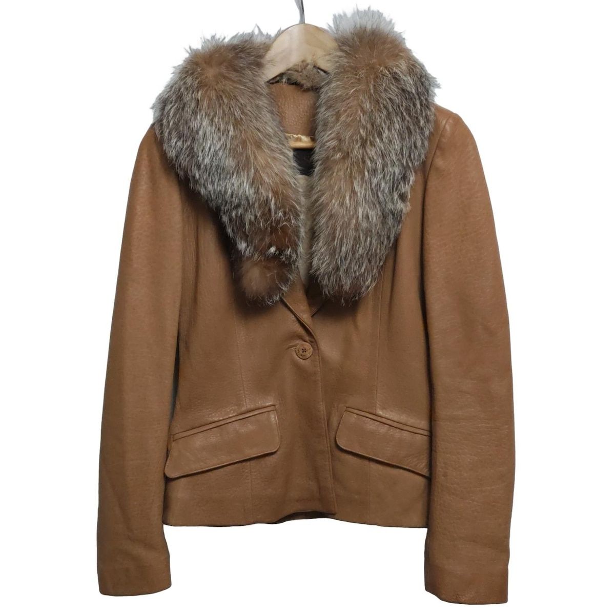 Skin Valley スキンバレー コート サイズ36 S レディース - ライトブラウン×ベージュ 長袖 ファー着脱可 冬