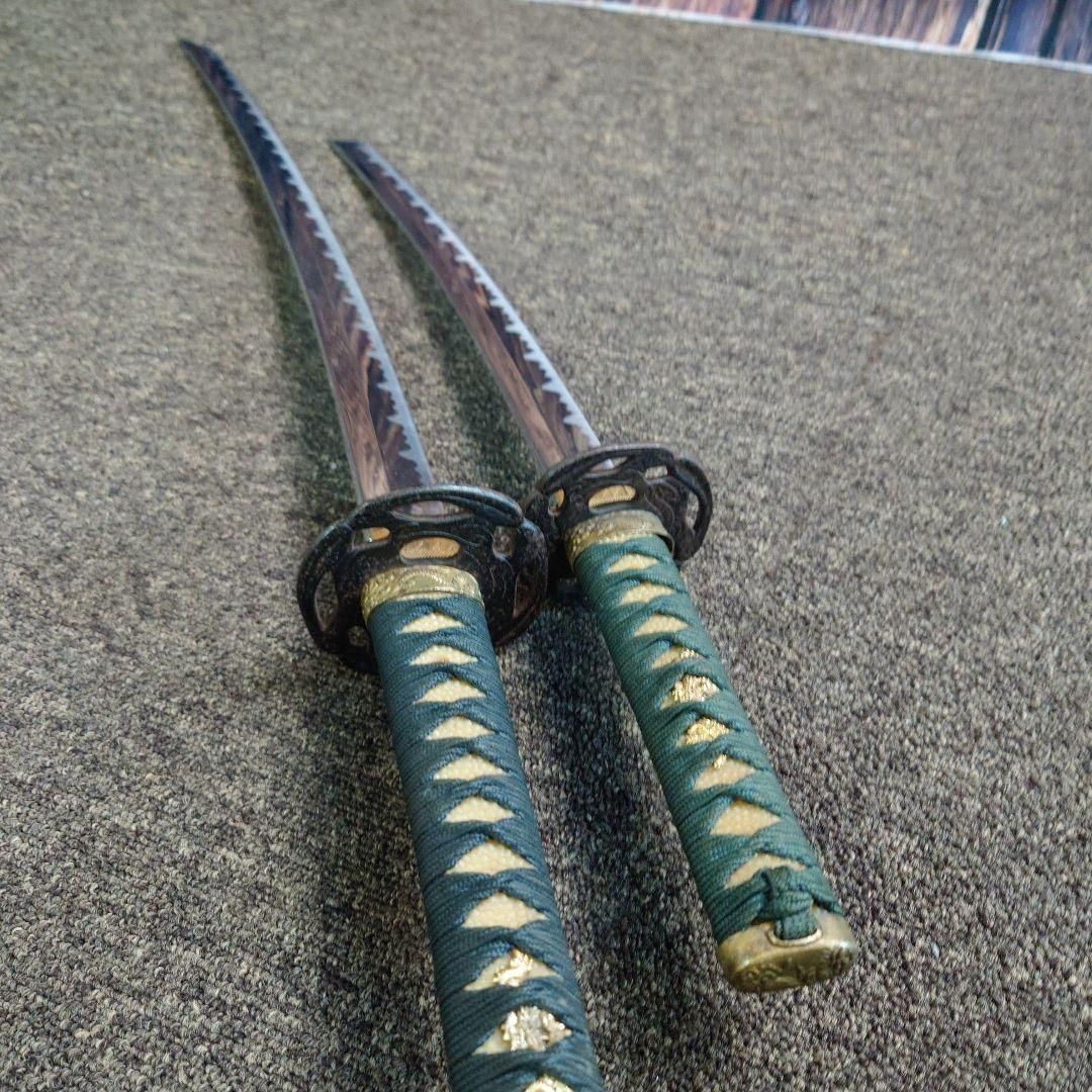 日本刀 鞘付き模造刀 大小2本セット 観賞用 柄グリーン 日本刀 鞘付き模造刀 大小2本セット 観賞用 柄グリーン - メルカリ