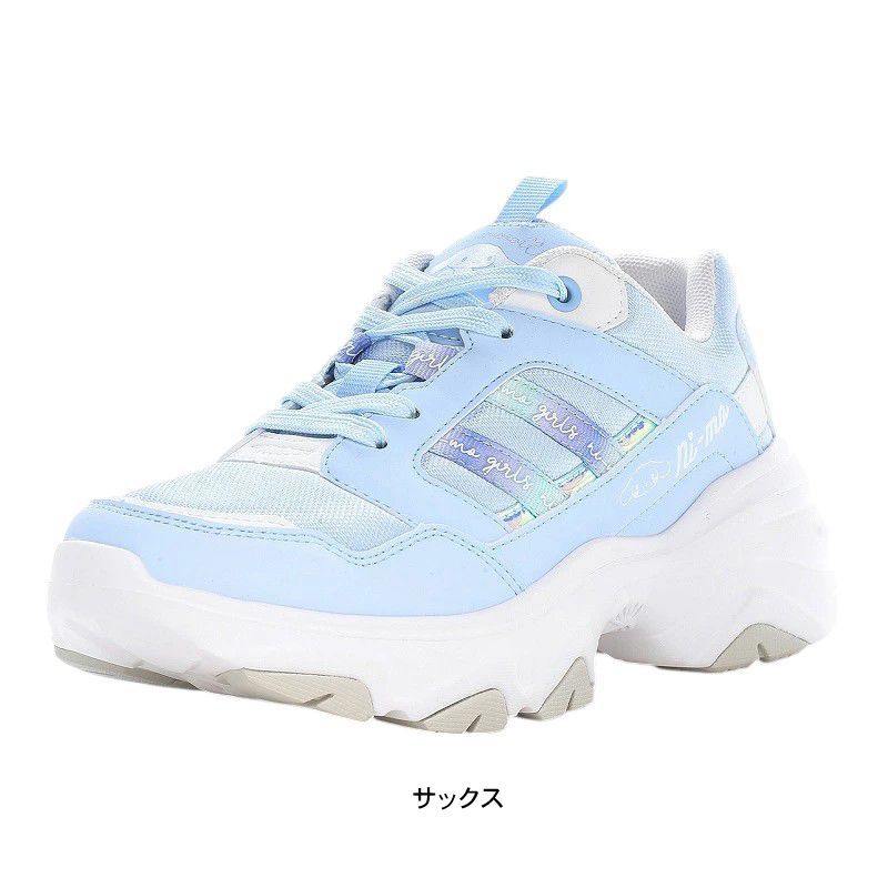 サンリオ コラボ クロミ ハンギョドン シナモロール スニーカー キッズ ジュニア 女の子 厚底 ダットスニーカー 子供 ニーモ  NI-MO ムーンスター tmnmj128 サックス 22.0cm