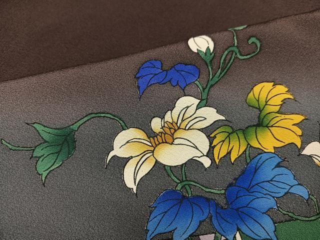 平和屋着物●友禅作家　河野栖山　訪問着　手描き　花鳥唐草文　暈し染め　正絹　逸品　AABB2930ph 平和屋着物○友禅作家 河野栖山 訪問着 手描き 花鳥唐草文 暈し染め