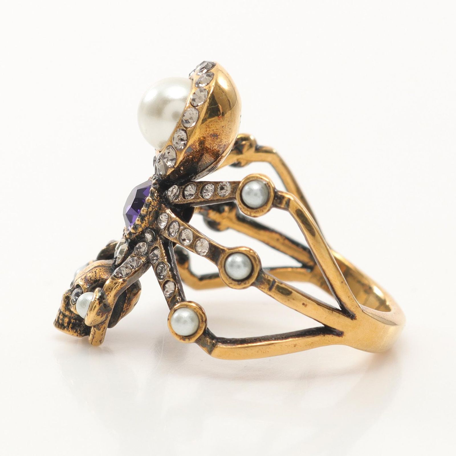 Alexander McQueen リング　指輪 MCQUEEN Skull Burnished Silver-Tone Ring for Men | MR PORTER