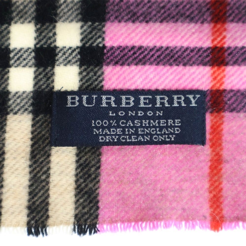 バーバリー マフラー ノヴァチェック カシミア ピンク BURBERRY LONDON (バーバリーロンドン) ノバチェック フリンジ