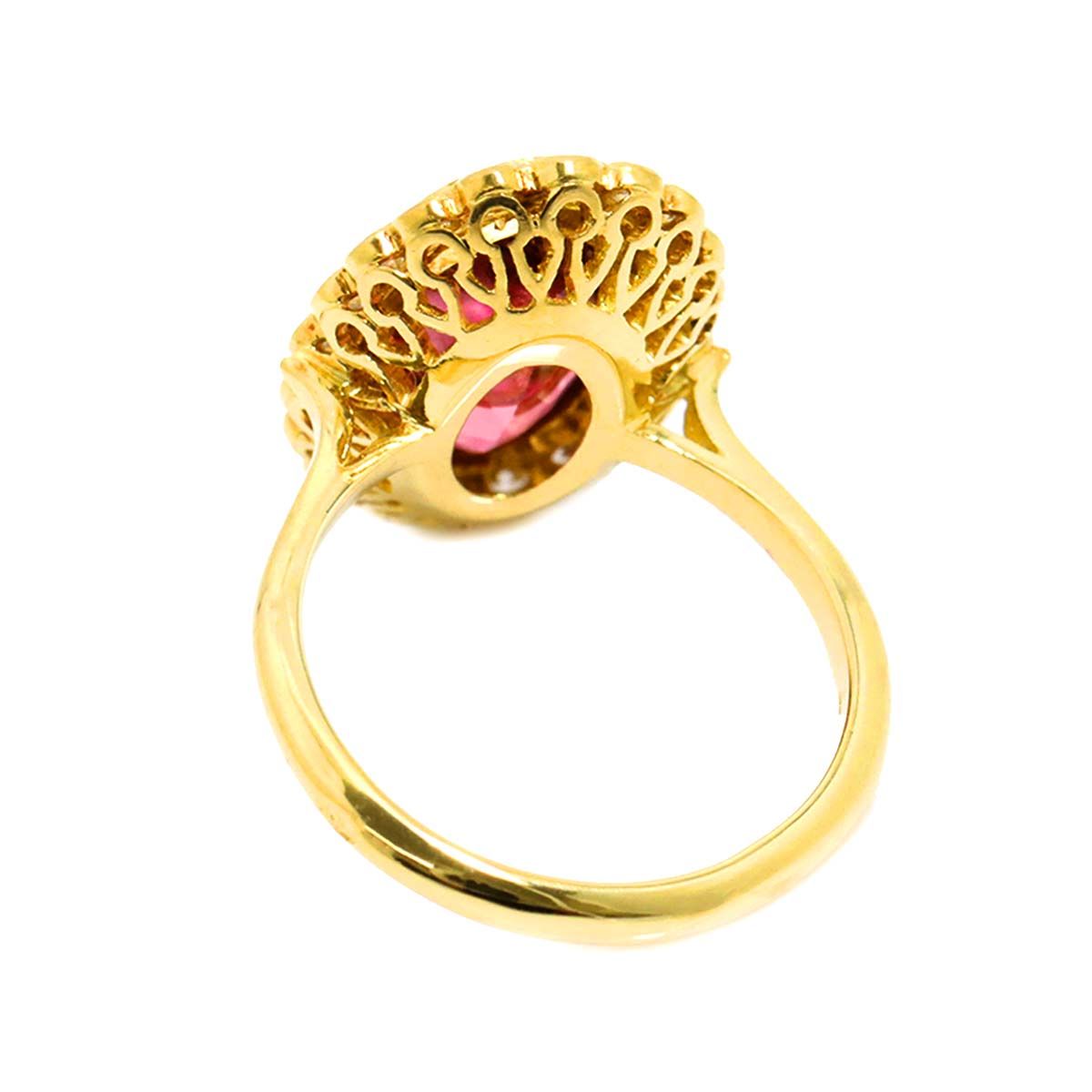 リング 11号 トルマリン ダイヤ K18 YG イエローゴールド 750 指輪