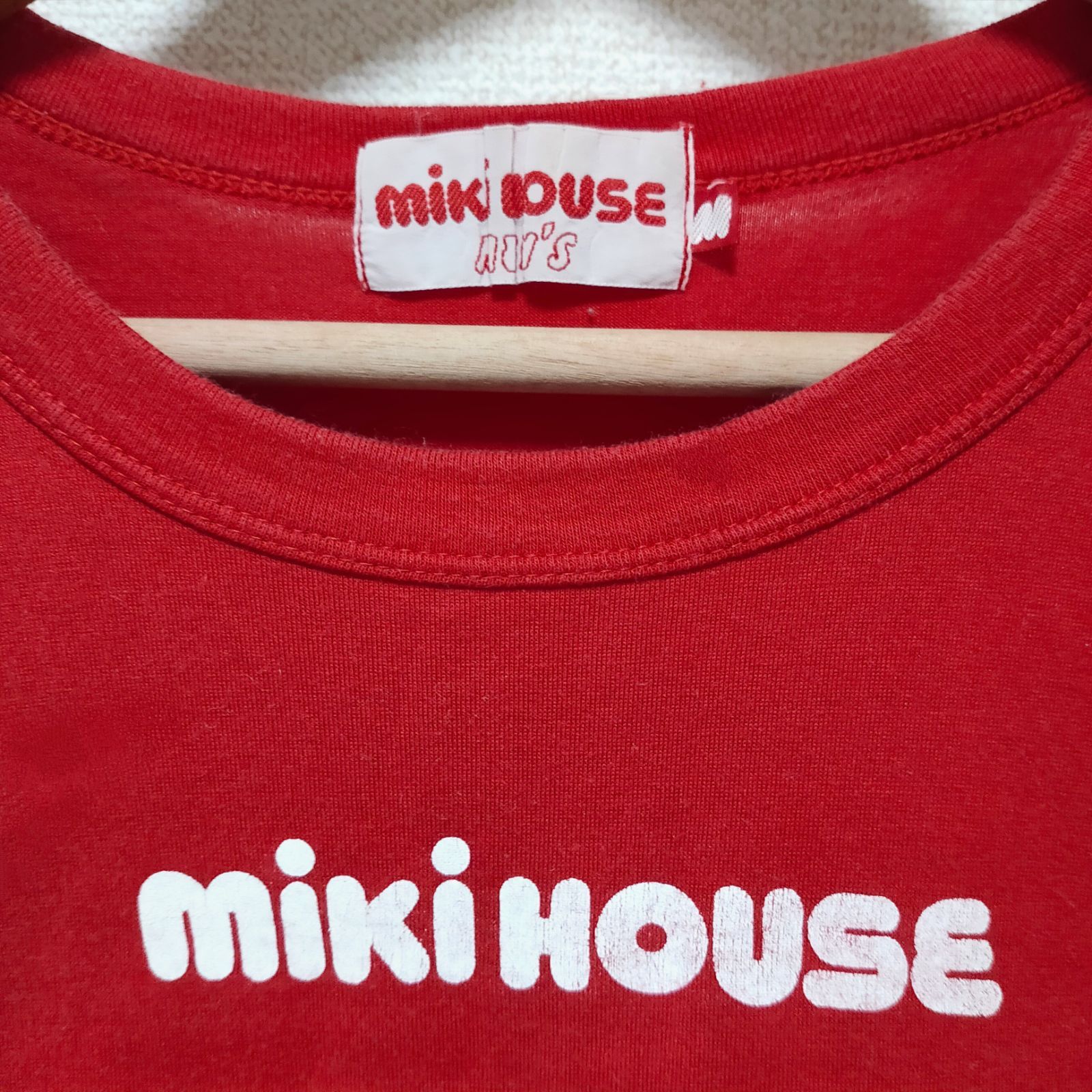 【 ミキハウス 】  Tシャツ  レトロ　大人　MIKIHOUSE　M 黒 ブラック  メンズ レッド 赤 レア ビッグロゴ