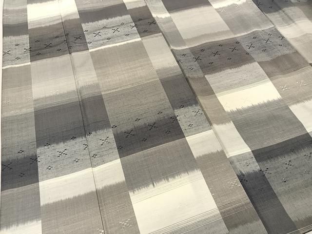 平和屋着物○上質な紬 花織 市松文様 やまと誂製 正絹 逸品 BAAT0816yc