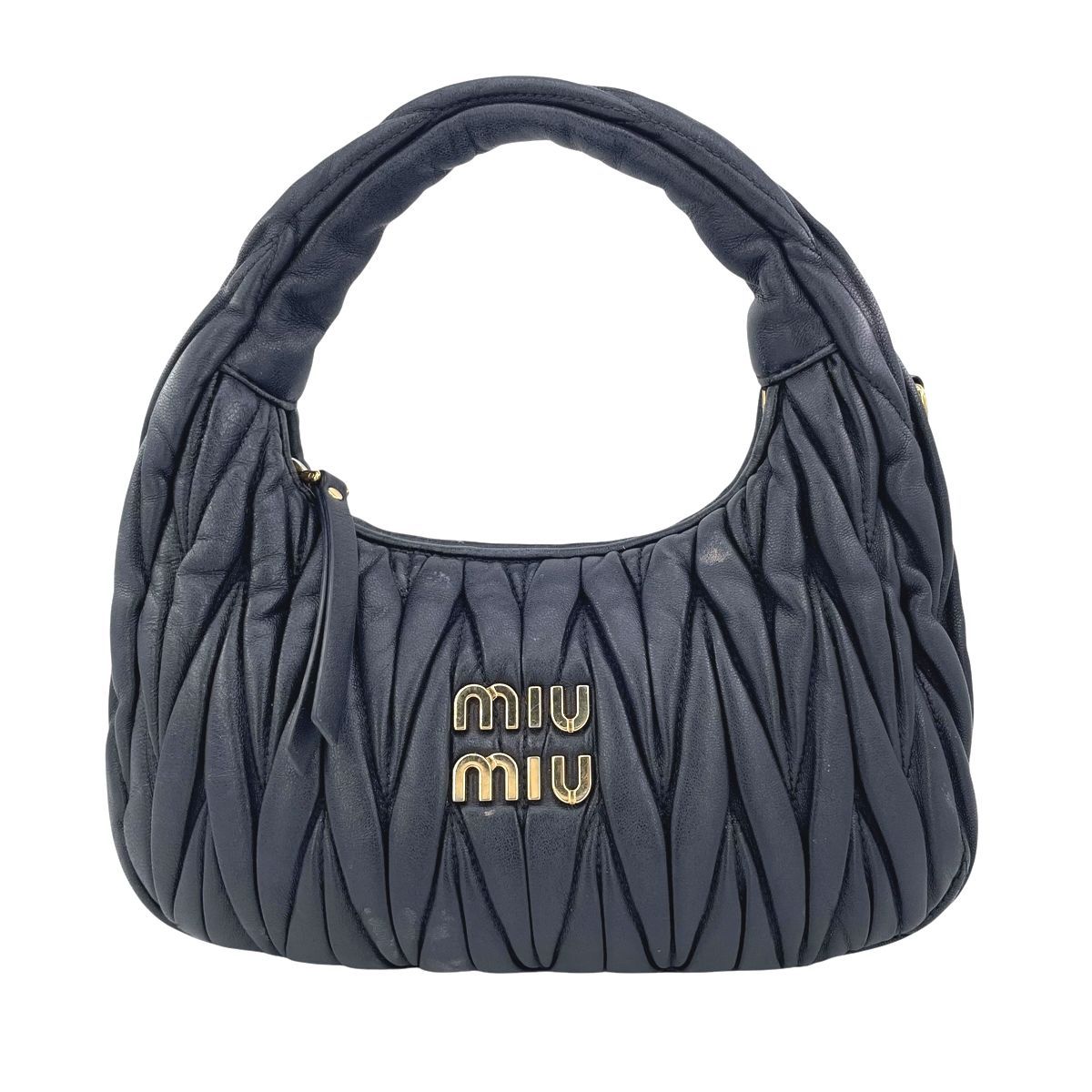 MIU MIU ミュウミュウ ワンダー マテラッセレザー ホーボーバッグ 5BC125_AN88_F0002_V_OOY ハンドバッグ ショルダー ロゴ レディース 25001426 AO