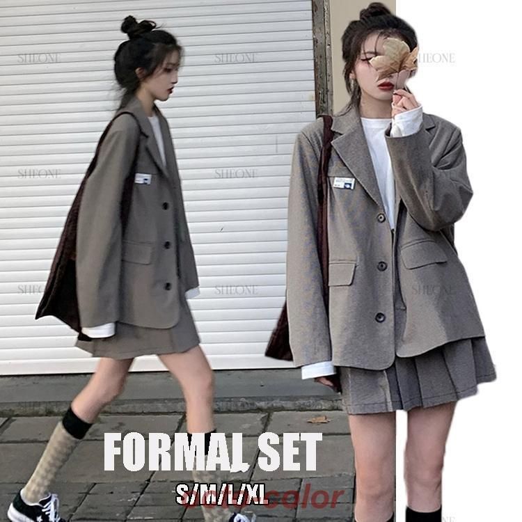 入学式 卒業式 スーツ 女子 韓国 制服 大きいサイズ 卒服 女の子 韓国 入学式 子供服 入学式 上下セット ジャケット スカート ブラウン チ
