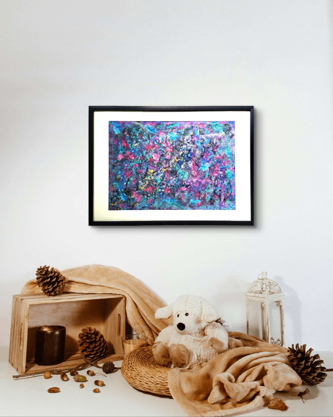 ミルキーウェイ / 抽象画 77×56㎝ B2 額縁セット 原画1点のみ モダン