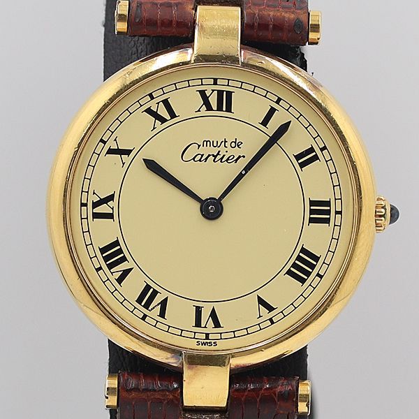 Cartierマストヴァンドーム アイボリー文字盤 QZ/カルティエ/SV925