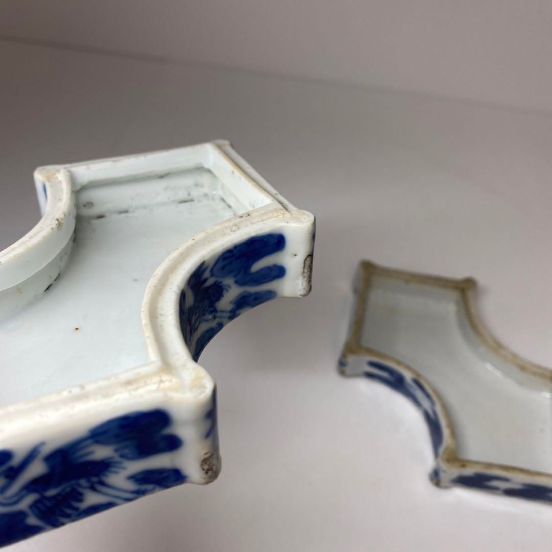 中国清朝時代 大明嘉靖年製 青花龍図蓋物 木箱付 東Y6-1202☆2Fトニヒ