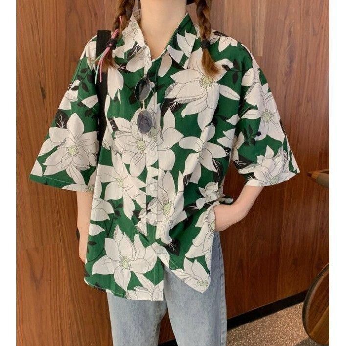 アロハシャツ トップス レディース 花柄 襟付き シャツ ブラウス