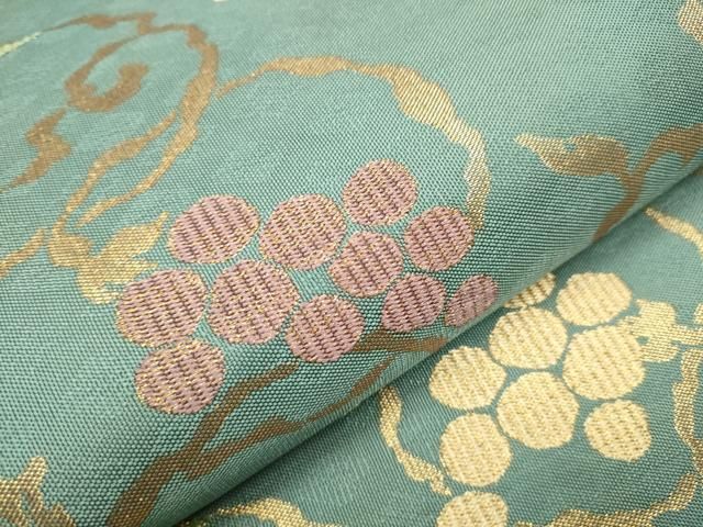 平和屋着物●全通柄　本袋帯　葡萄蔦の葉文　金糸　正絹　逸品　CAAT0868hy 平和屋着物○全通柄 本袋帯 葡萄蔦の葉文 金糸 正絹 逸品 CAAT0868hy