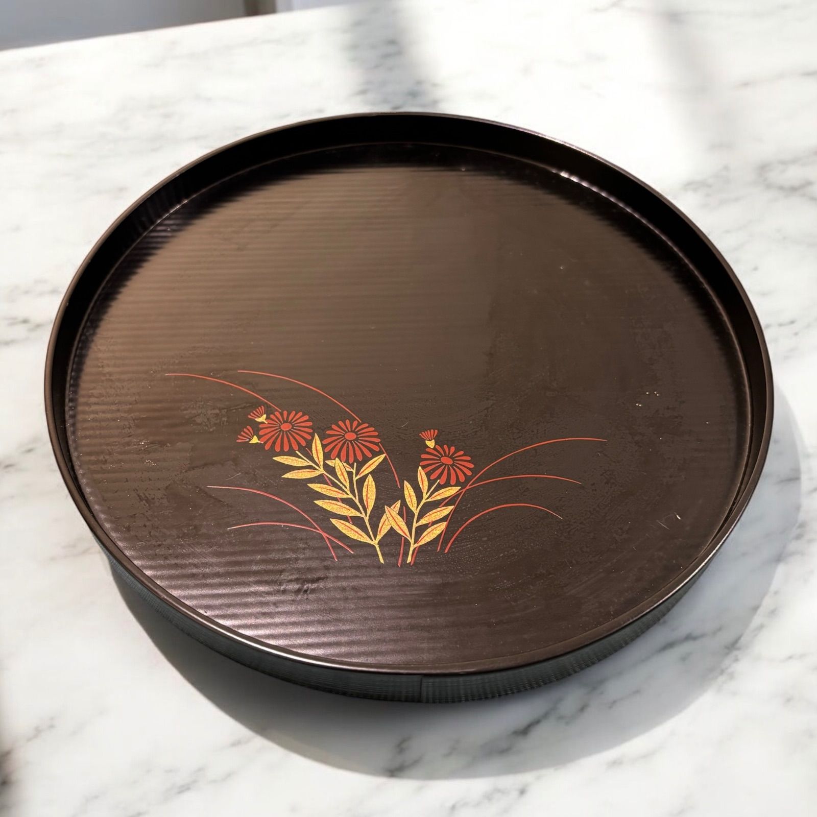 象彦 漆器 丸盆 なでしこ 花 天然木 お盆 菓子盆 トレー 盆 漆