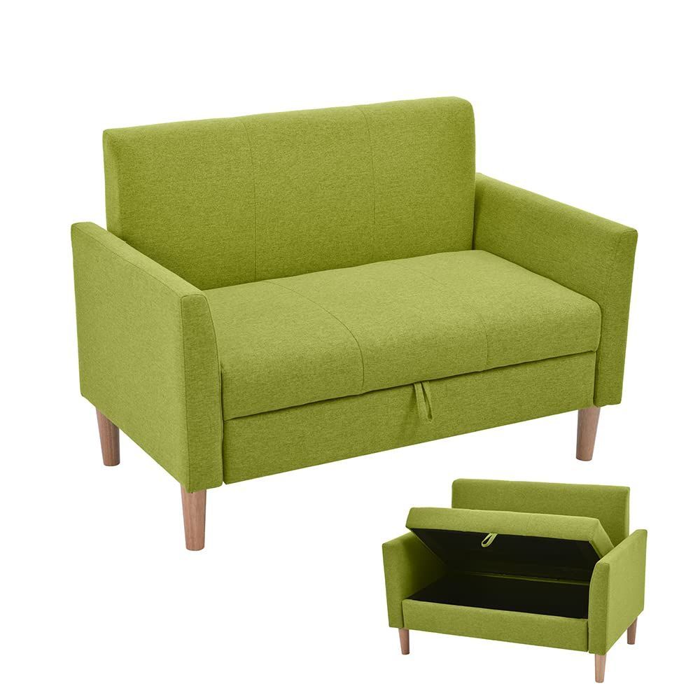 ソファ ソファー 2人がけ 収納付き 幅106cm オーエスジェイ OSJ 肘付き コンパクト ローソファ 掃除機も通れる かんたん組立 2人掛けソファ 2人掛けソファー グリーン