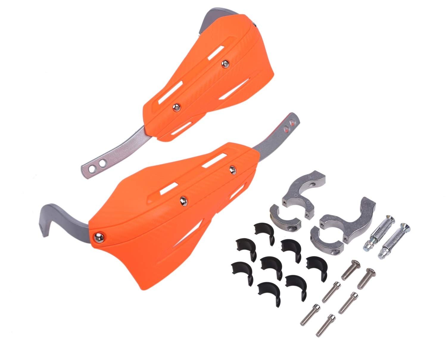 ナックル ガード ハンド ガード 22.2mm 28.6mm オフロード エンデューロ テーパーバー ファットバー カーボン柄 汎用品 ボルト ナンバー 灯 セル リレー デジタル ファン オート ゲージ 財布 点検 グリーン パープル センサー [オレンジ]