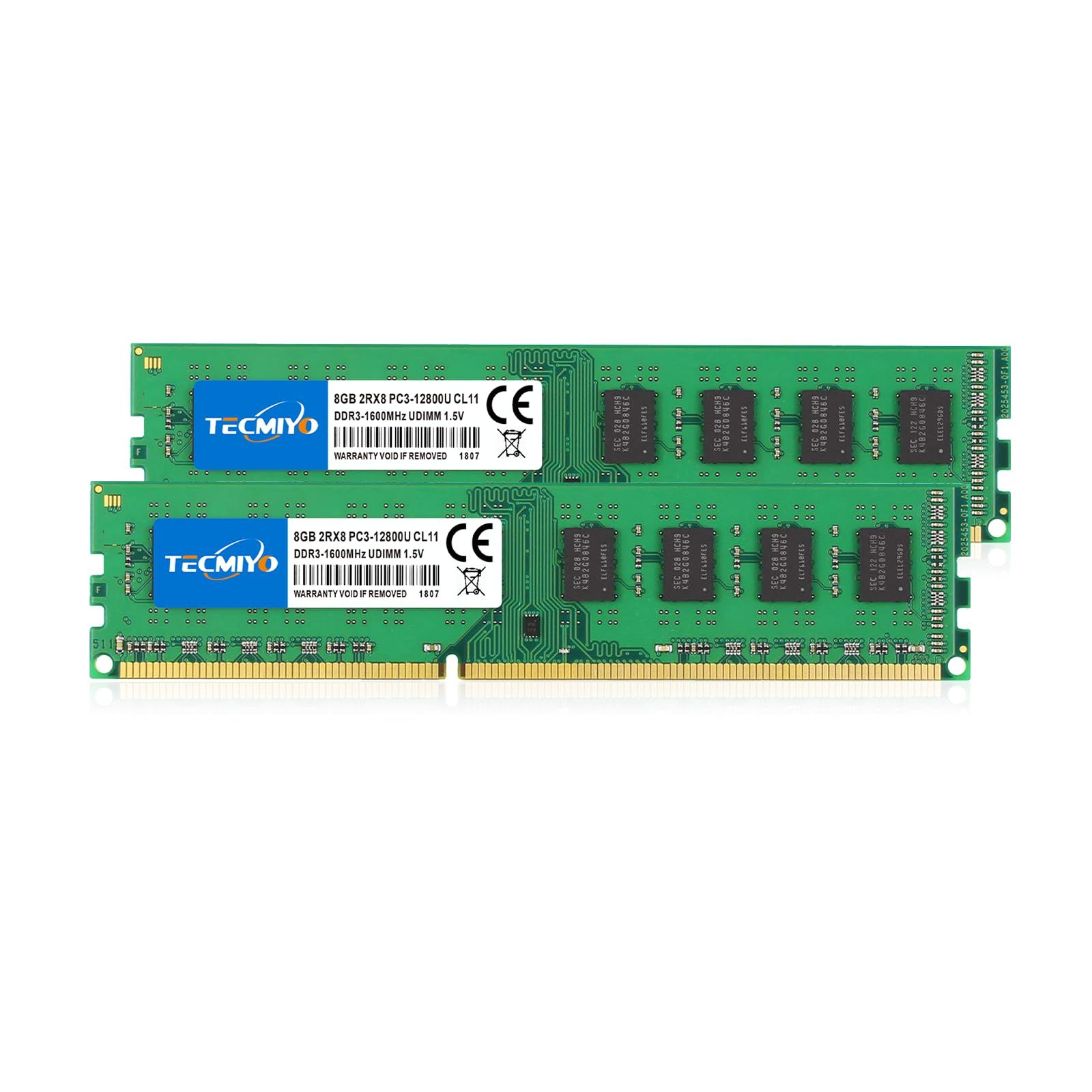 【人気商品】増設メモリ デスクトップPC用メモリ PC3-12800 DDR3 メモリ 1600 240pin DIMM 対応 TECMIYO 安定 ハイスピード転送 8GB×2枚