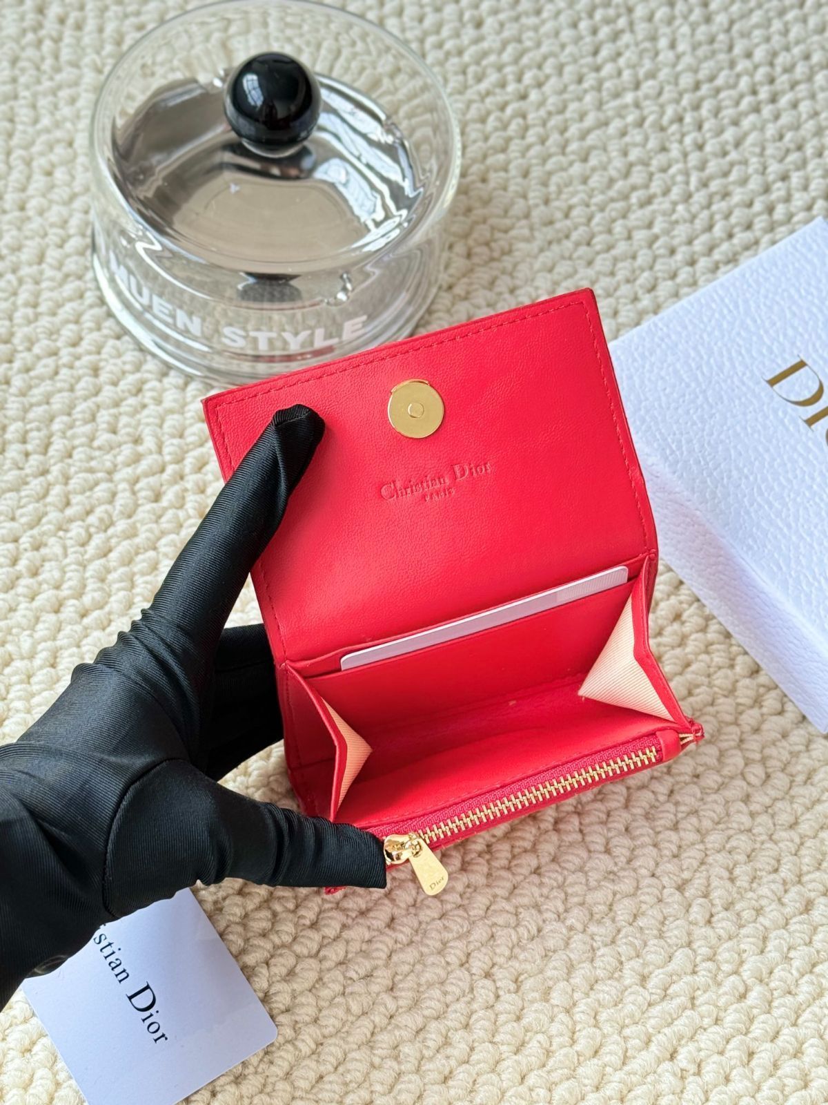 今日特価】My Dior Glycine ウォレット, ラズベリーピンク, 藤の