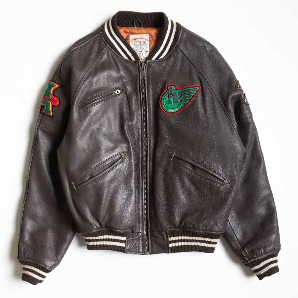 AVIREX オールレザー スタジャン ビックワッペン 表記M AVIREX オールレザー スタジャン ビックワッペン 表記M