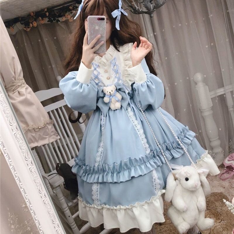 テディベア リボンフリルワンピース クマちゃん （Twin Bears